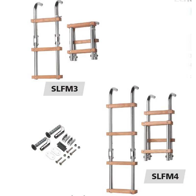 Echelle repliable avec marches teck