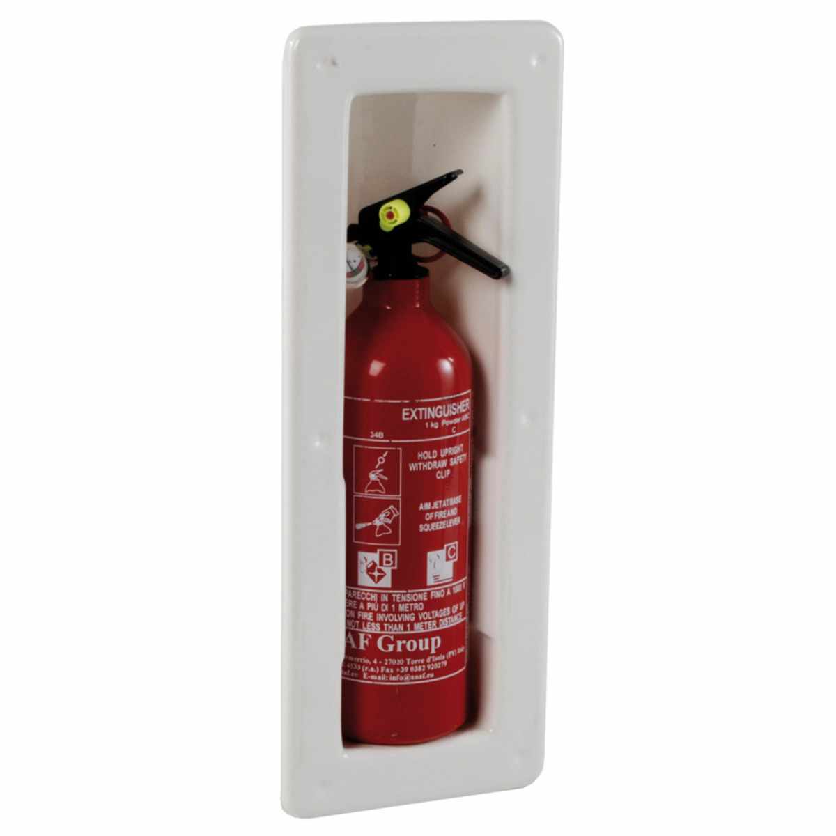 Aufbewahrungsfach mit Schnappverschluss für Feuerlöscher